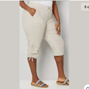 NEW Avenue pull on khaki pants sz 26 lace up hem